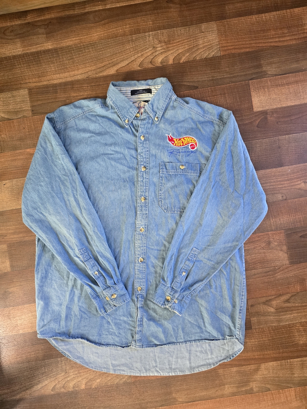 Vintage 90s Winner's Circle Hot Wheels Racing Kyle Petty #44 NASCAR Denim Shirt